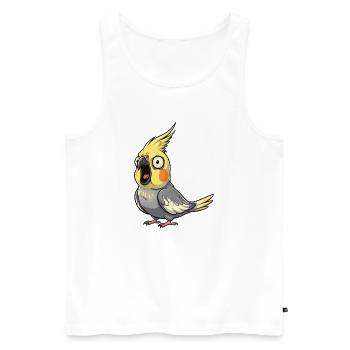 Gelber Cockatiel Aufruhr - Männer Premium Bio Tank Top - Weiß - Vorne - Michal (187cm)