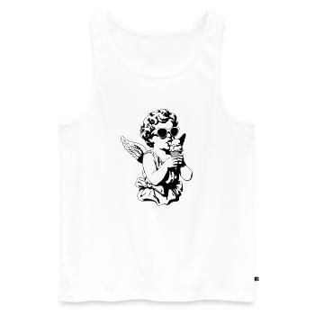 Cooler Cherub mit Sonnenbrille und Eis - Männer Premium Bio Tank Top - Weiß - Vorne - Michal (187cm)