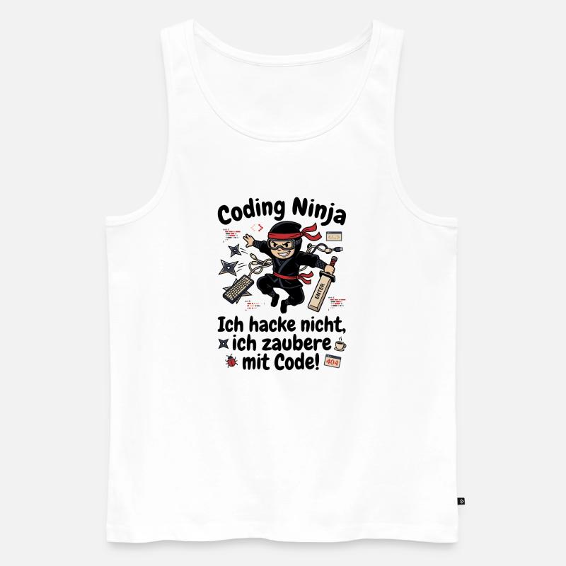 Coder Ninja Programmierer Humor - Männer Premium Bio Tank Top - Weiß