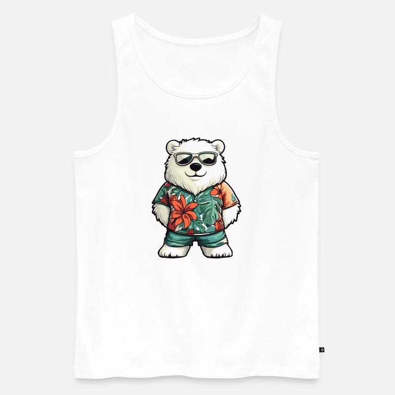 Eisbär Comic Urlaub - Männer Premium Bio Tank Top - Weiß