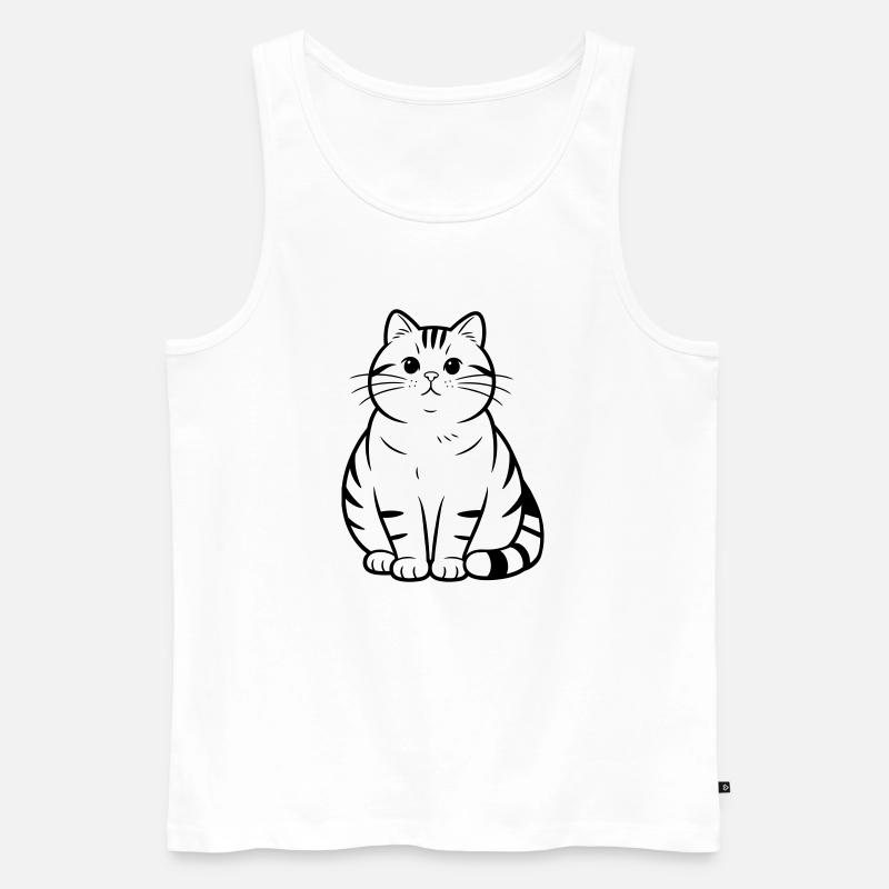 dicke süße Katze - Männer Premium Bio Tank Top - Weiß
