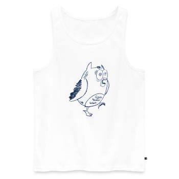 Blauer Sketchvogel mit Kulleraugen - Männer Premium Bio Tank Top - Weiß - Vorne - AI Model Male 178 light (178cm)