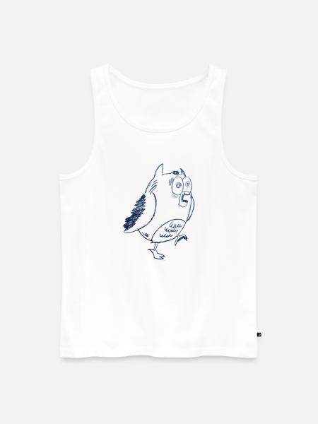 Blauer Sketchvogel mit Kulleraugen - Männer Premium Bio Tank Top - Weiß