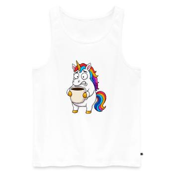 Surcharge de café licorne drôle - Débardeur bio Premium Homme - blanc - Devant - Michal (187cm)