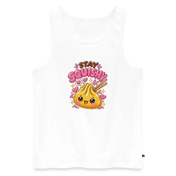 Stay Squishy! – Golden Kawaii Dumpling - Men's Premium Organic Tank Top - white - Front - Michal (187cm)