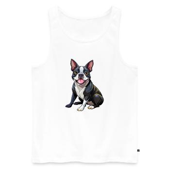 Boston Terrier Hundesitting - Männer Premium Bio Tank Top - Weiß - Vorne - Michal (187cm)