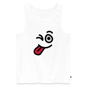 wink_face - Débardeur bio Premium Homme - blanc - Devant - Michal (187cm)