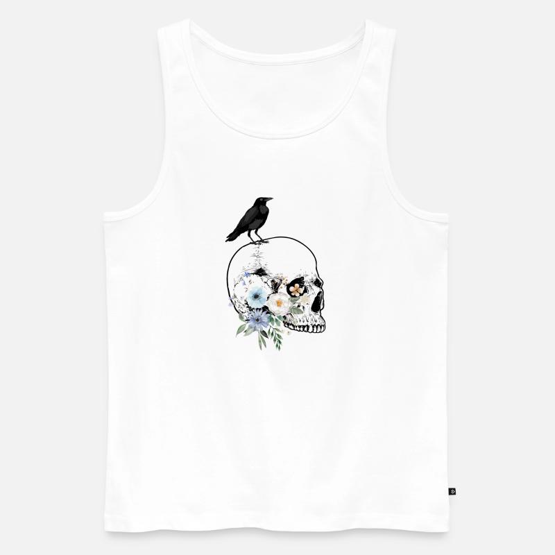 Krähenschädel - Männer Premium Bio Tank Top - Weiß