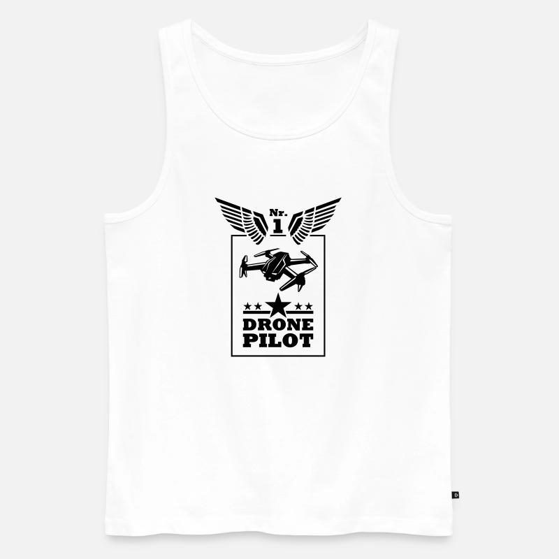 Dronen Pilot Nr.1 - Männer Premium Bio Tank Top - Weiß