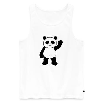 Aufrecht Stehender Panda Bär Winkt Freundlich - Männer Premium Bio Tank Top - Weiß - Vorne - AI Model Male 178 light (178cm)