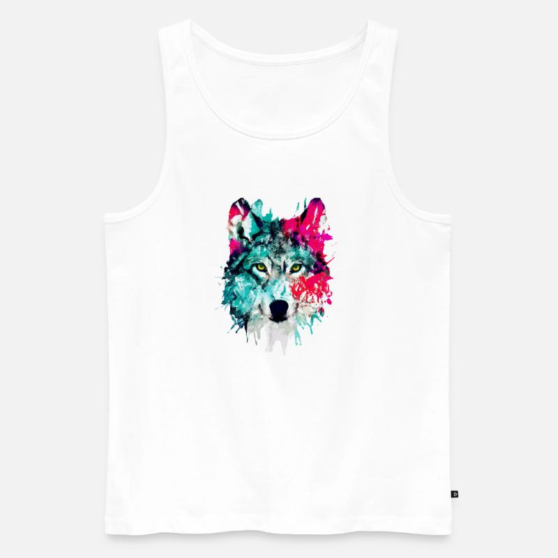 Der Wolf - Männer Premium Bio Tank Top - Weiß