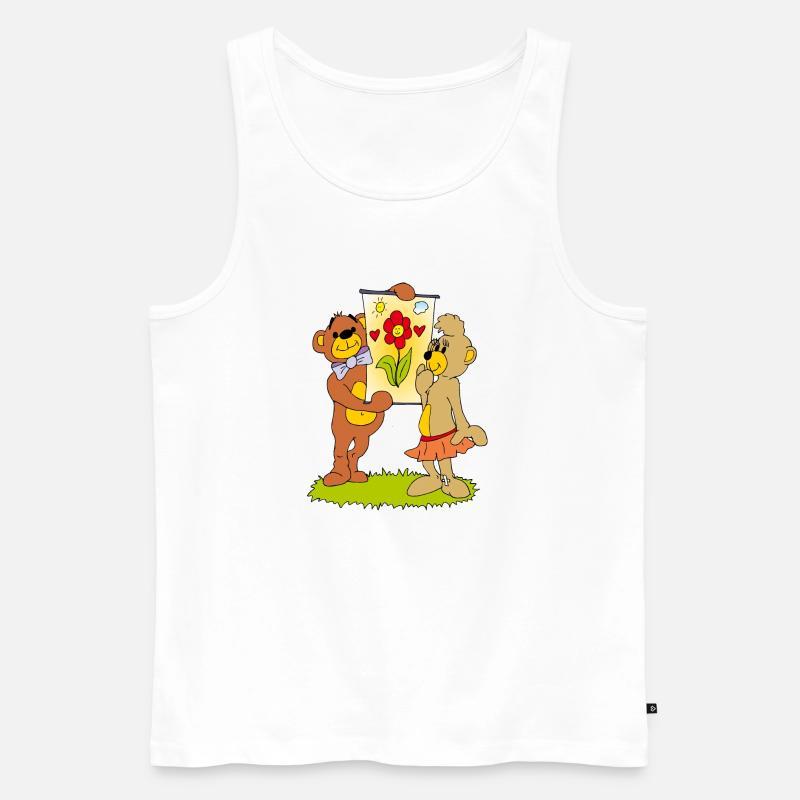 Zwei verliebte Teddybären - Männer Premium Bio Tank Top - Weiß