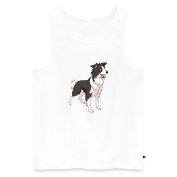 Chien de race border collie - Débardeur bio Premium Homme - blanc - Devant - Michal (187cm)