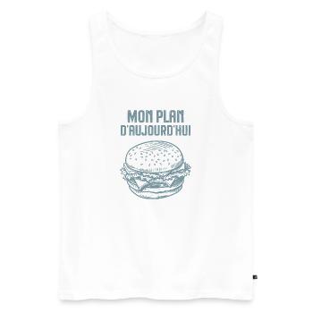 Mon plan d aujourd hui hamburger - Débardeur bio Premium Homme - blanc - Devant - Michal (187cm)