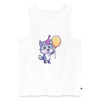 Wolf Geburtstag Comic - Männer Premium Bio Tank Top - Weiß - Vorne - Michal (187cm)