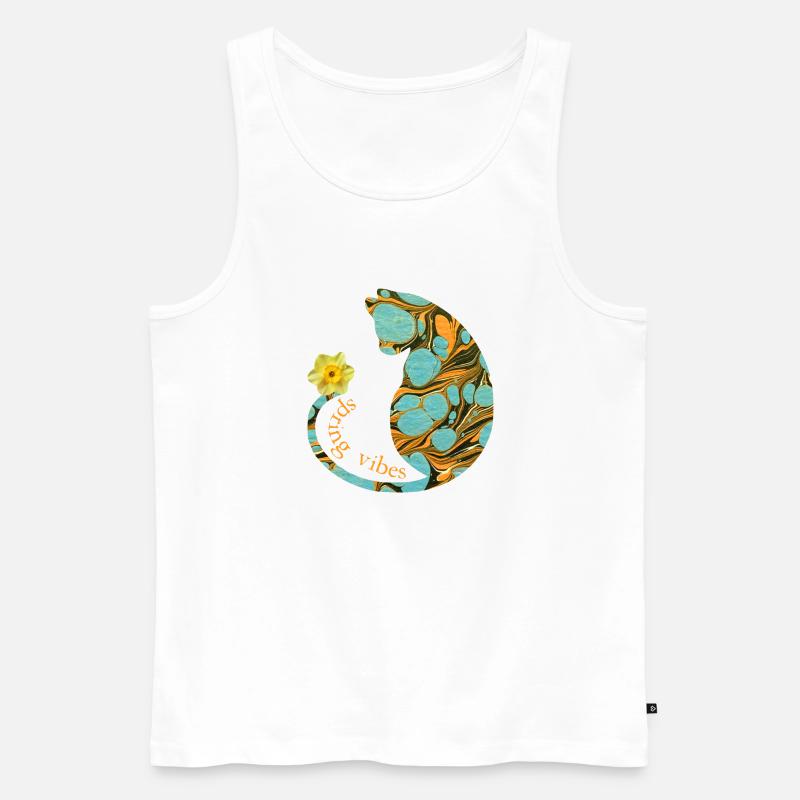 katze mit blume e 204 - Männer Premium Bio Tank Top - Weiß