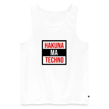 Citation techno de Hakuna - Débardeur bio Premium Homme - blanc - Devant - AI Model Male 178 light (178cm)