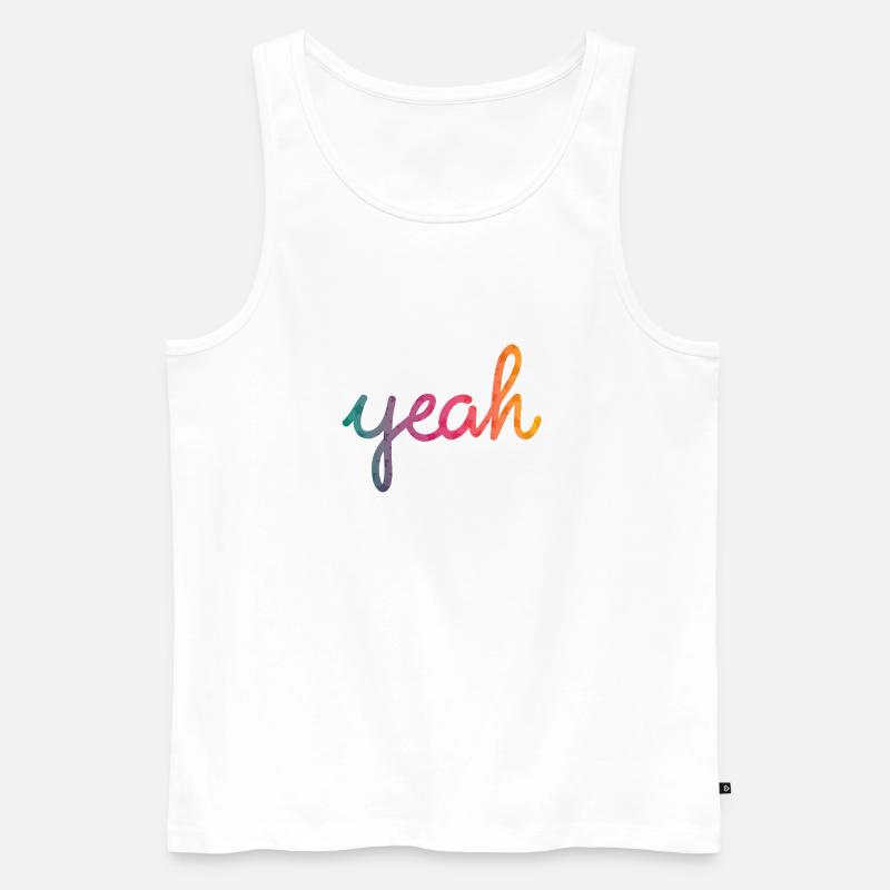 Yeah Typografie Regenbogen - Männer Premium Bio Tank Top - Weiß