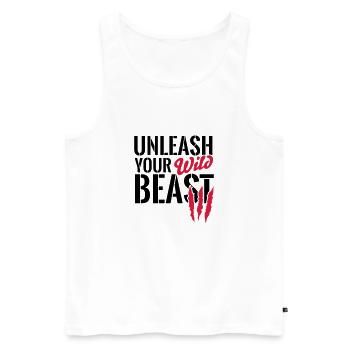 Entfessele dein wildes Tier - Männer Premium Bio Tank Top - Weiß - Vorne - AI Model Male 178 light (178cm)