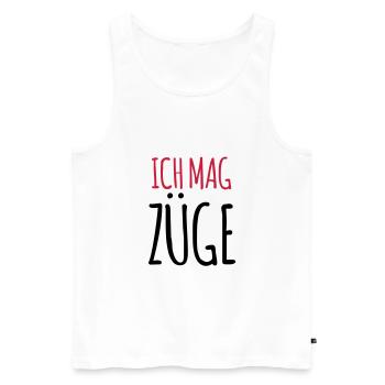 Lustiger Spruch Ich mag Züge Zugfahrer Geschenk - Männer Premium Bio Tank Top - Weiß - Vorne - AI Model Male 178 light (178cm)