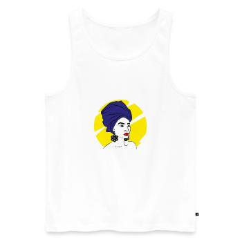 african woman - Männer Premium Bio Tank Top - Weiß - Vorne - AI Model Male 178 light (178cm)