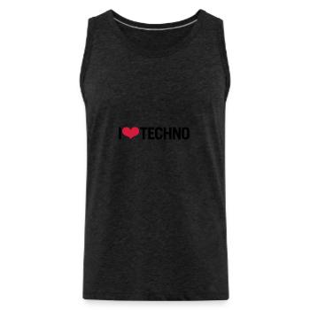 I LOVE TECHNO - Männer Premium Bio Tank Top - Anthrazit - Vorne - Alexander (188cm)