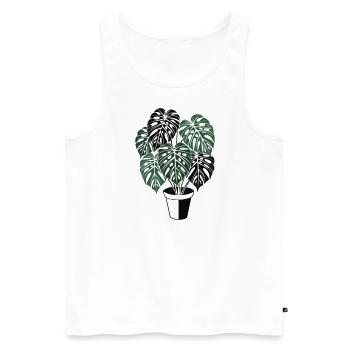 monstera plant tropical personalizable - Men's Premium Organic Tank Top - white - Front - AI Model Male 178 light (178cm)