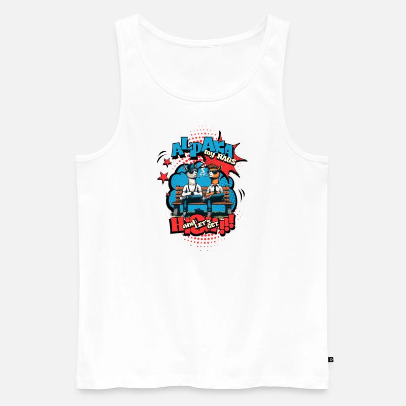 High Spirits - Alpakas im Chill-Modus - Männer Premium Bio Tank Top - Weiß