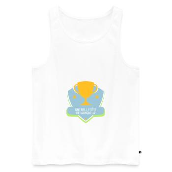 Une belle tête de vainqueur - Humour - Drôle - Débardeur bio Premium Homme - blanc - Devant - Michal (187cm)