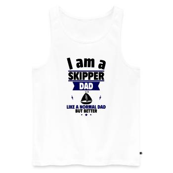 Papa Skipper, cadeau original pour la fête des pères - Débardeur bio Premium Homme - blanc - Devant - Michal (187cm)