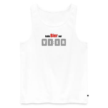 kein Bier vor 4, Bierspruch, Saufen Shirt - Männer Premium Bio Tank Top - Weiß - Vorne - Michal (187cm)