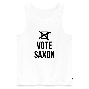 Vote Saxon - Männer Premium Bio Tank Top - Weiß - Vorne - AI Model Male 178 light (178cm)