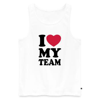 I love my team - Men's Premium Organic Tank Top - white - Front - AI Model Male 178 light (178cm)