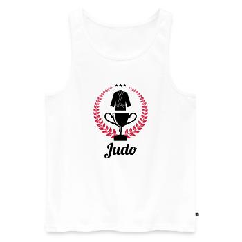 Judo / Judoka / Sport / Fight / Fighter / Strong - Débardeur bio Premium Homme - blanc - Devant - AI Model Male 178 light (178cm)