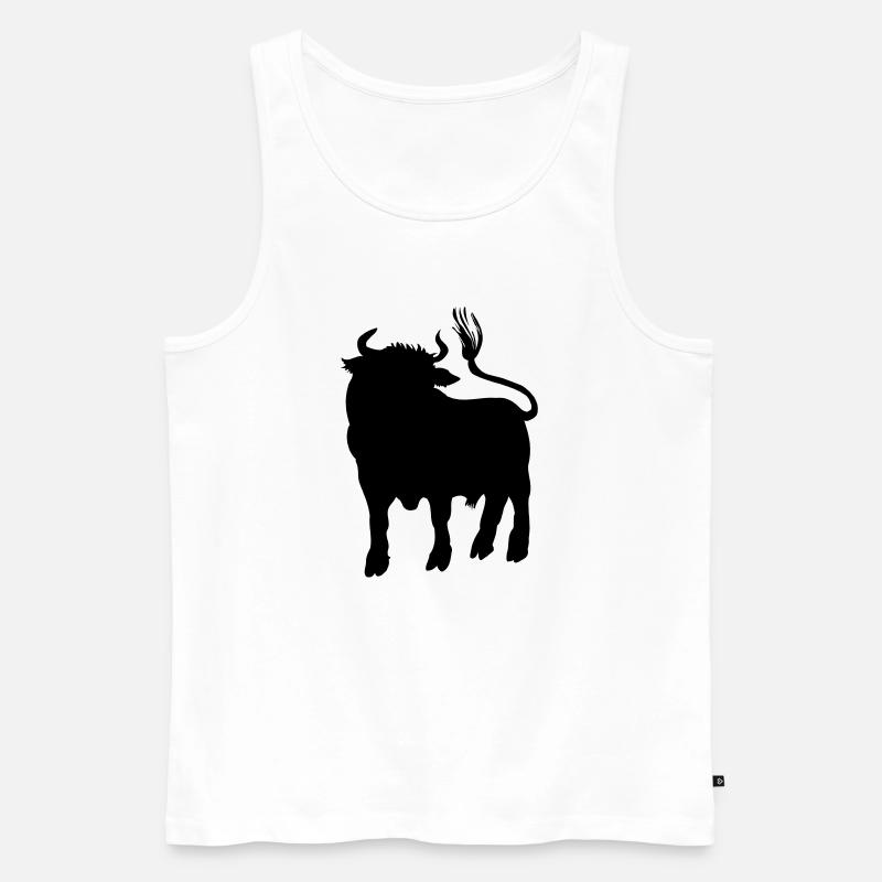 Stierschattenbild, Logofarm oder Metzger - Männer Premium Bio Tank Top - Weiß