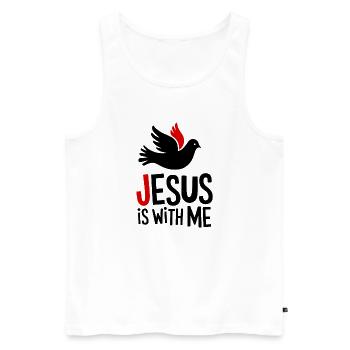 Jesus is with me - Men's Premium Organic Tank Top - white - Front - Michal (187cm)