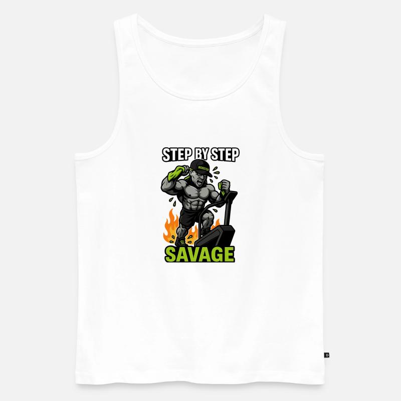 Step by Step Savage Cardio - Männer Premium Bio Tank Top - Weiß