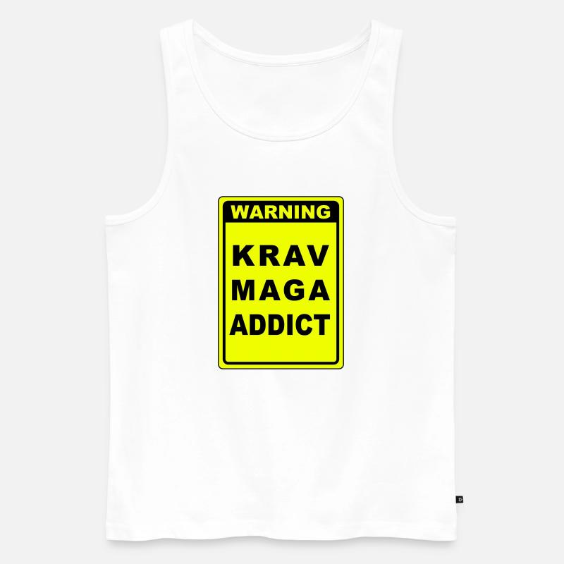 Warnung Krav Maga Süchtiger - Männer Premium Bio Tank Top - Weiß