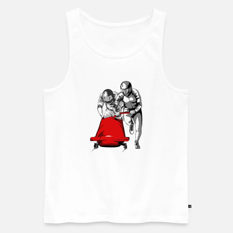 Bobfahrer beim Anschieben am Start - Männer Premium Bio Tank Top - Weiß