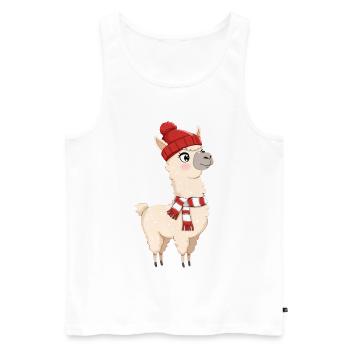 Winter alpaca with hat and scarf - Men's Premium Organic Tank Top - white - Front - AI Model Male 178 light (178cm)