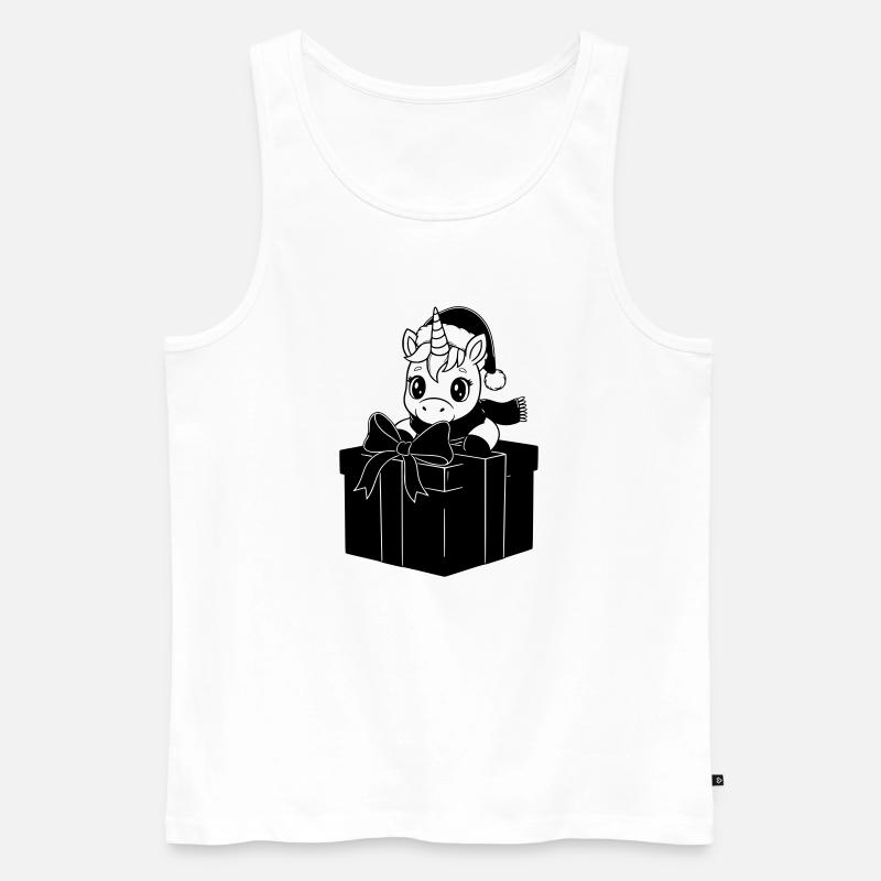 Weihnachts-Einhorn im Geschenk - Männer Premium Bio Tank Top - Weiß