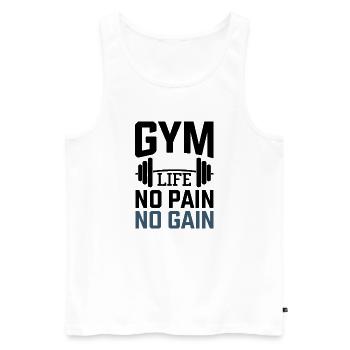 Fitness Motivation – Gym Life No Pain No Gain - Men's Premium Organic Tank Top - white - Front - AI Model Male 178 light (178cm)