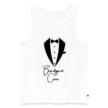 Équipe de mariés de la fête de garçon - Débardeur bio Premium Homme - blanc - Devant - AI Model Male 178 light (178cm)