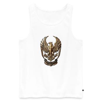 Erhabener Adler Wappen – Fortiter et Fideliter - Männer Premium Bio Tank Top - Weiß - Vorne - Michal (187cm)