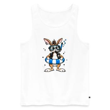 Bunter Punk Hase Taucher mit Rettungsring - Männer Premium Bio Tank Top - Weiß - Vorne - Michal (187cm)