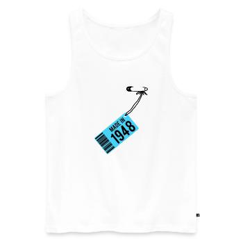 Anniversaire T-shirt 1948 - Débardeur bio Premium Homme - blanc - Devant - Michal (187cm)