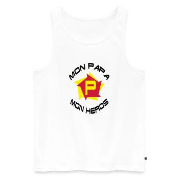Mon papa mon héros - Men's Premium Organic Tank Top - white - Front - AI Model Male 178 light (178cm)