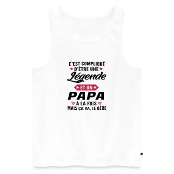 légende et papa / humour papa - Débardeur bio Premium Homme - blanc - Devant - Michal (187cm)