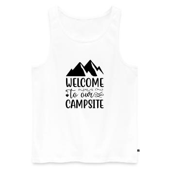 Bienvenue à notre - Débardeur bio Premium Homme - blanc - Devant - AI Model Male 178 light (178cm)