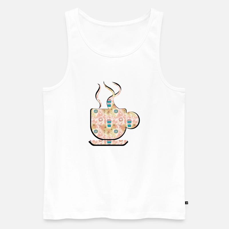 TASSE DAMPFENDER KAFFEE/TEE MIT DONUTS. - Männer Premium Bio Tank Top - Weiß